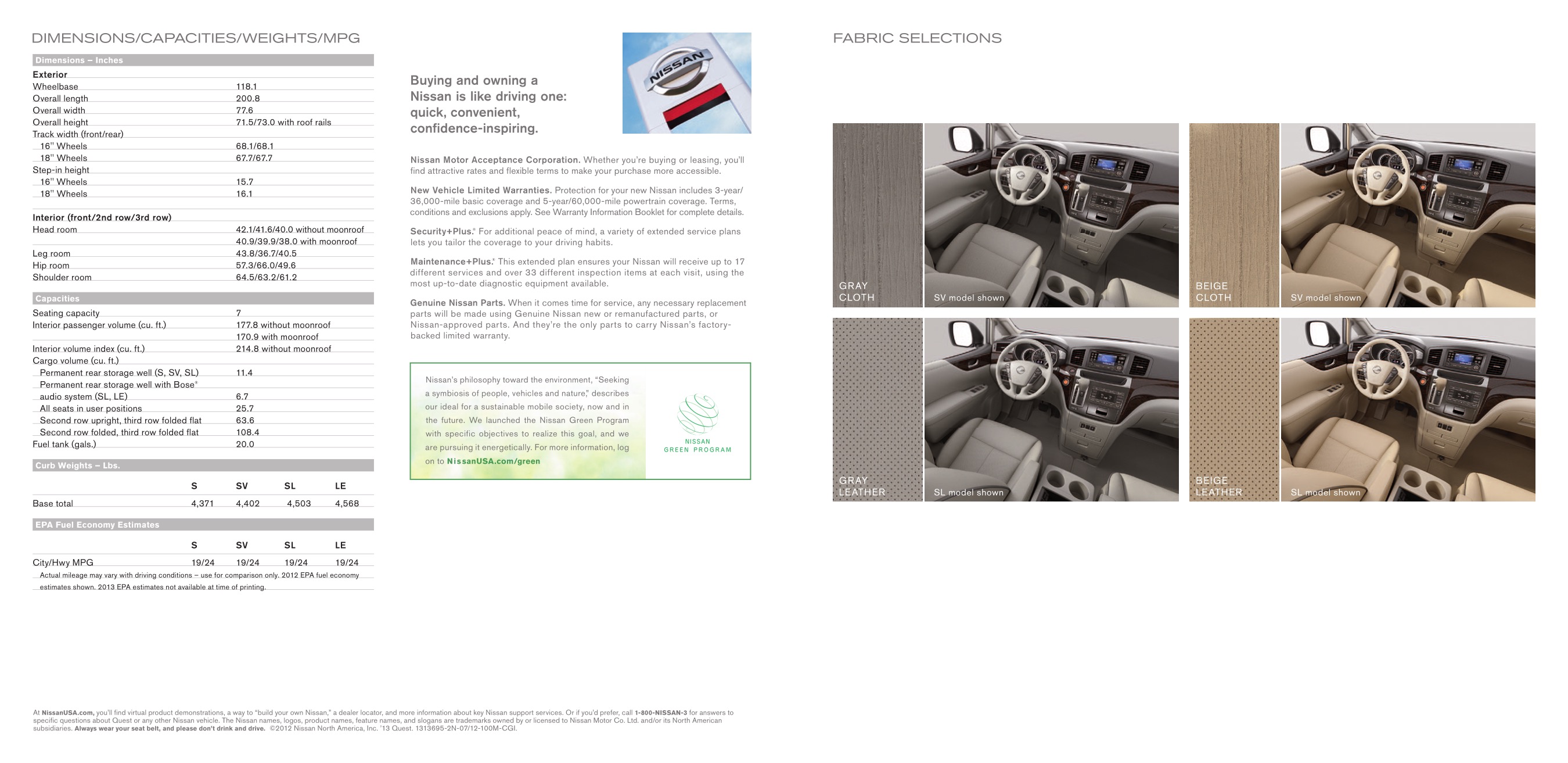 2013 Nissan Quest Brochure Page 8
